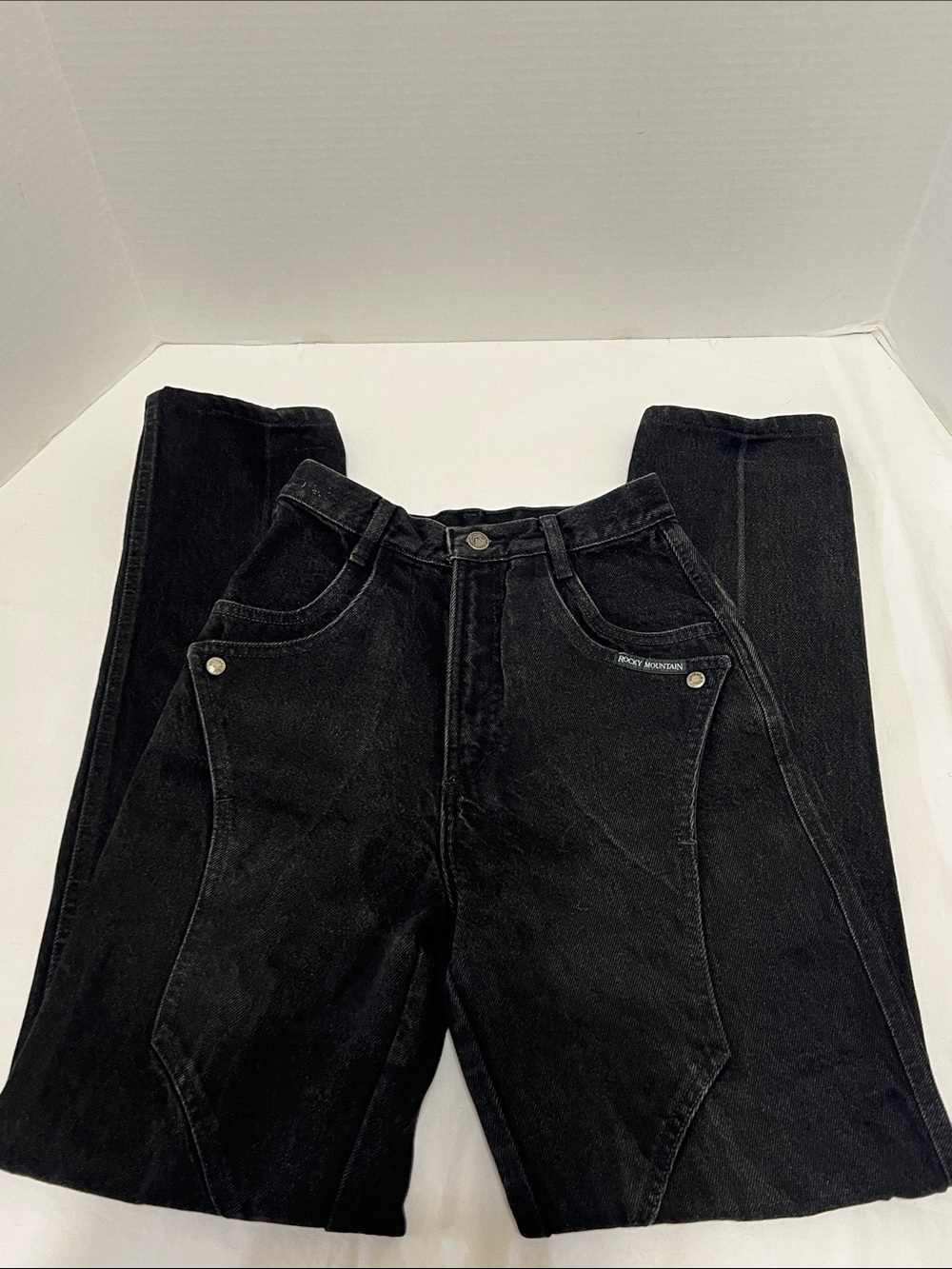 Vintage Rocky Mountain Black Panel Yoke Bareback Western Jeans  - size 27 / 5